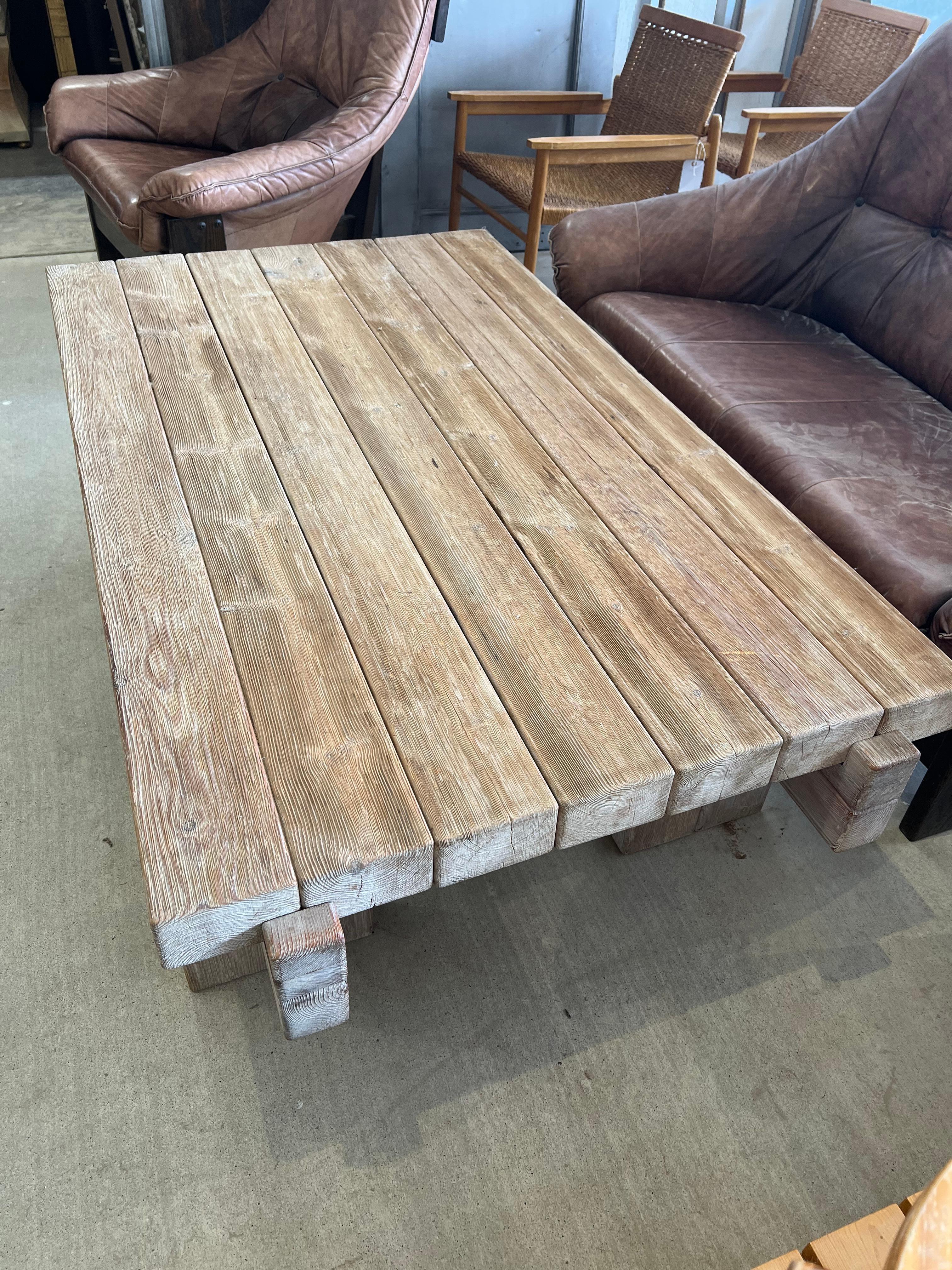1960’s French Bleached Oak Coffee Table  In Good Condition For Sale In Chicago, IL