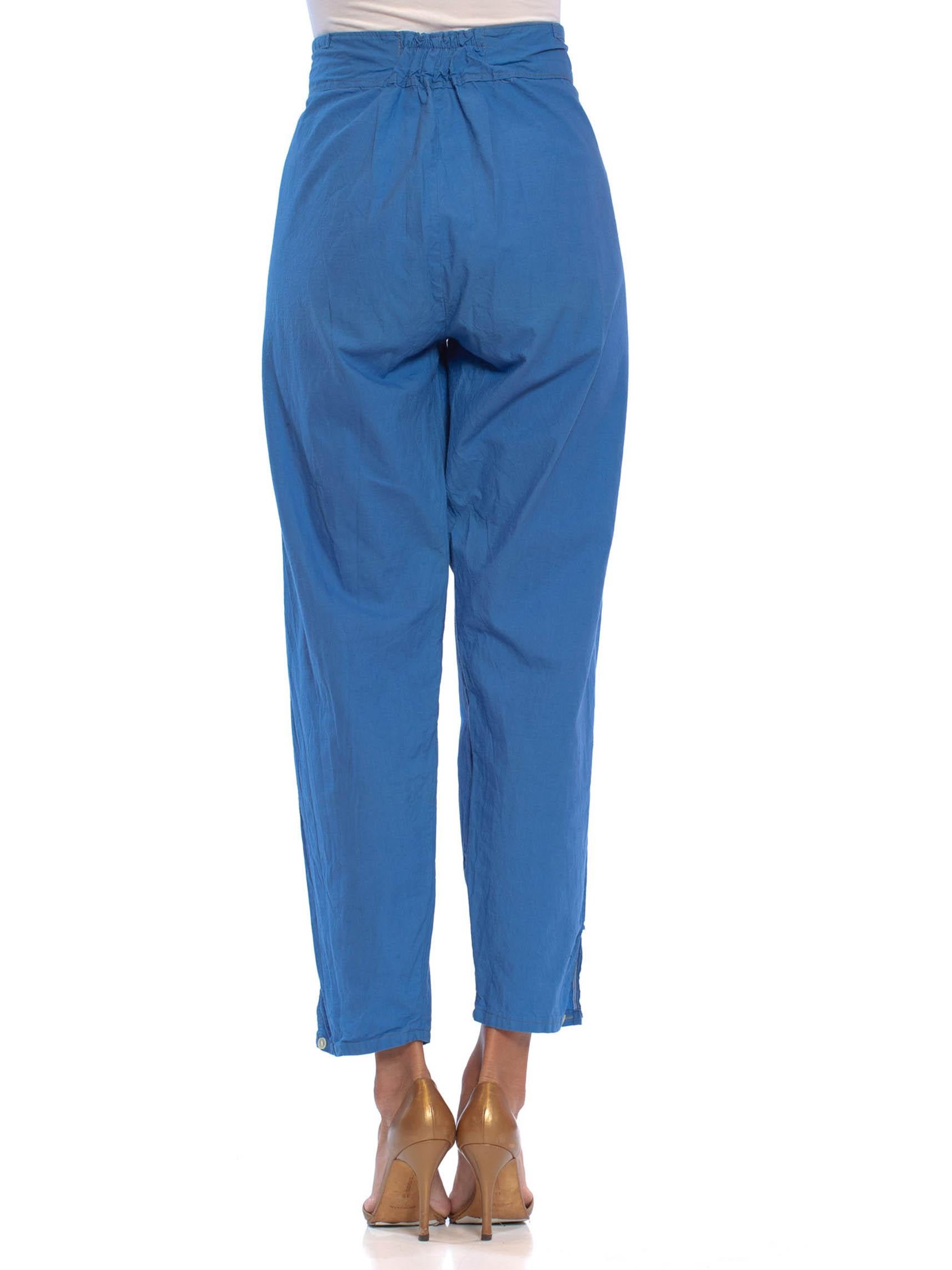 Französische Lounge-Hose aus blauer Baumwolle im Pajama-Stil aus den 1960er Jahren (Blau) im Angebot
