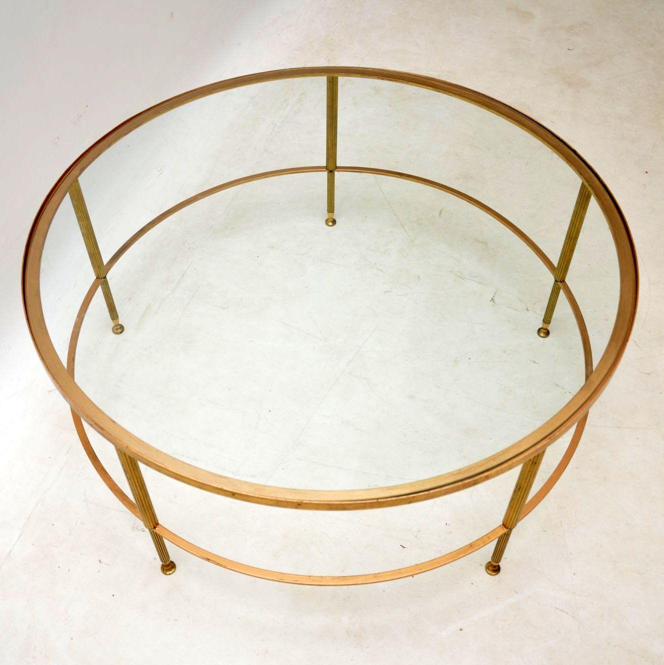 Mid-Century Modern 1960s French Brass and Glass Coffee Table