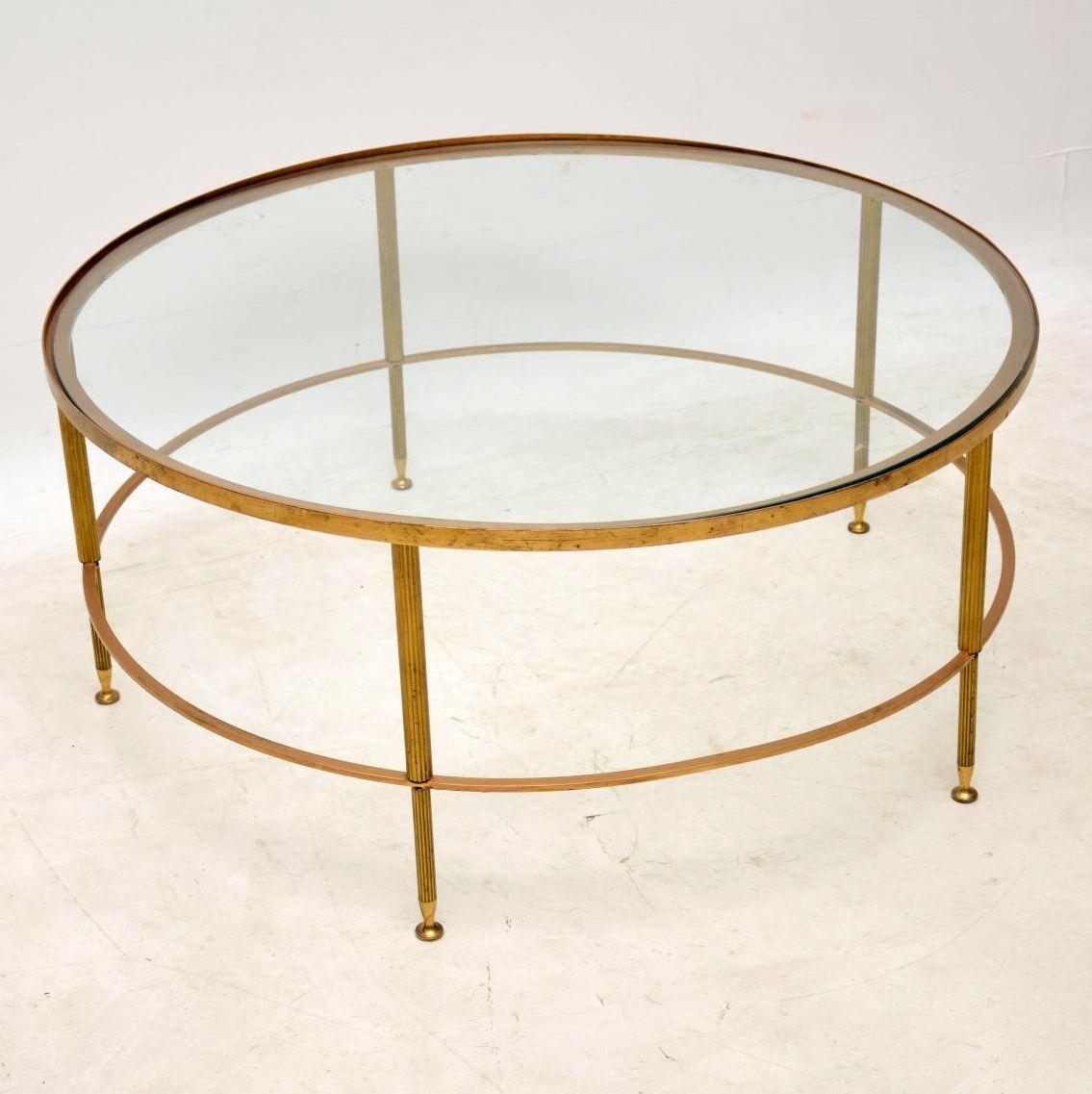 1960s French Brass and Glass Coffee Table In Excellent Condition In London, GB