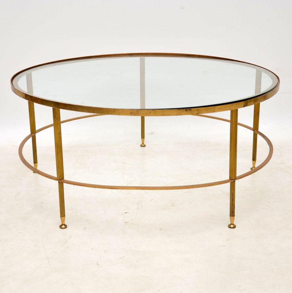 Mid-20th Century 1960s French Brass and Glass Coffee Table