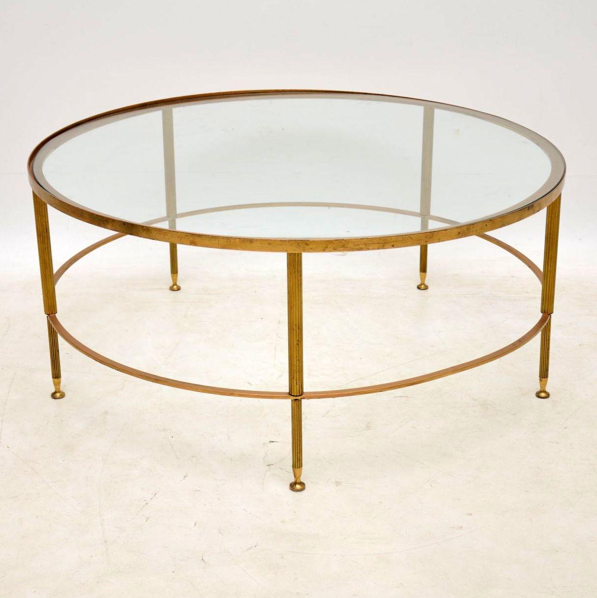 1960s French Brass and Glass Coffee Table 1