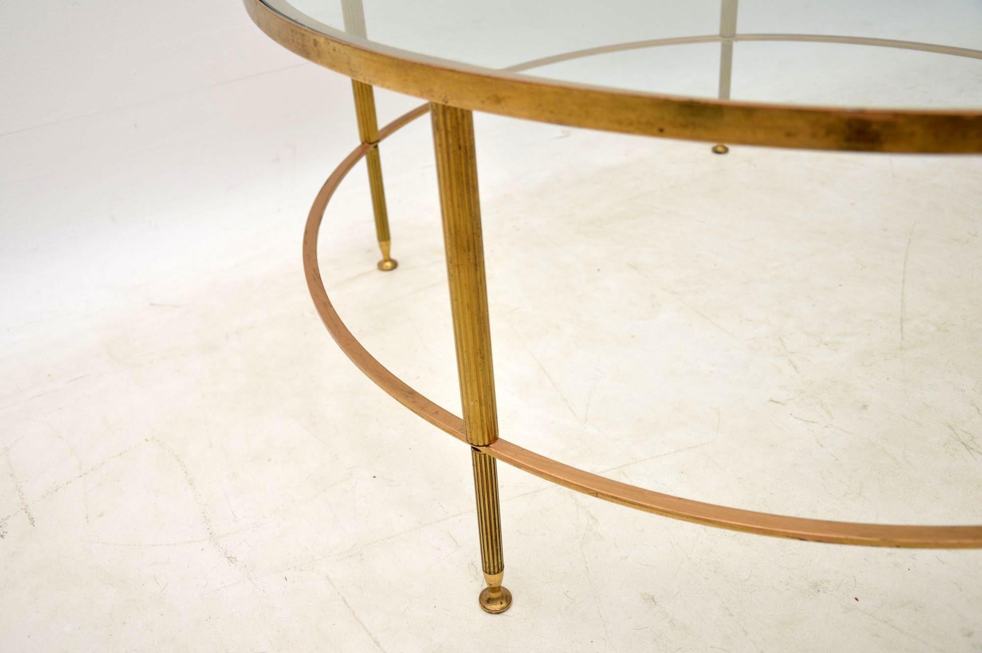 1960s French Brass and Glass Coffee Table 2