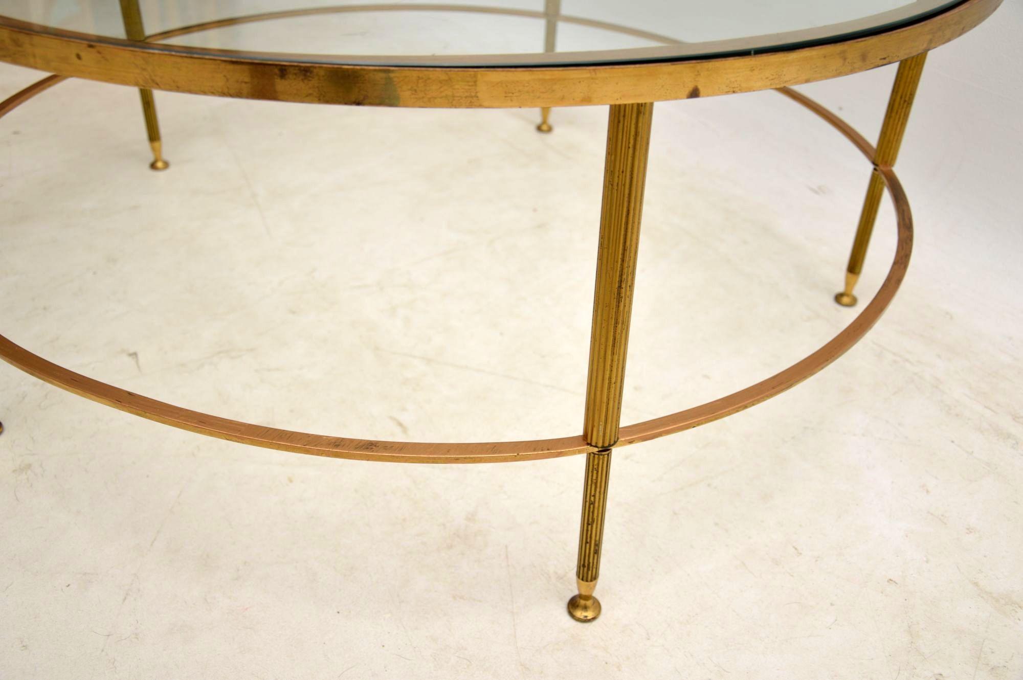 1960s French Brass and Glass Coffee Table 3