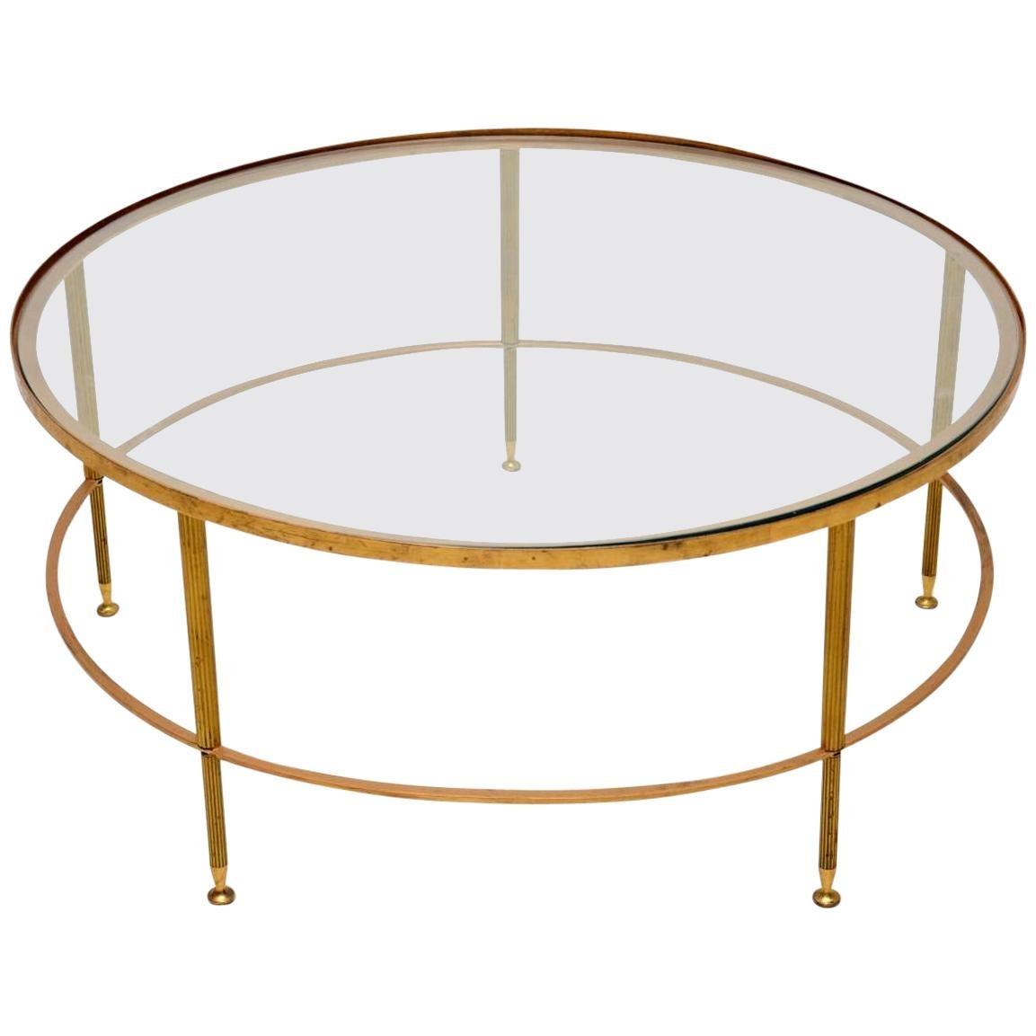 1960s French Brass and Glass Coffee Table