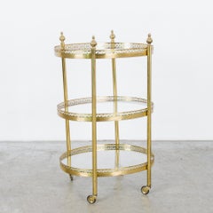 1960s French Brass Bar Cart on Wheels