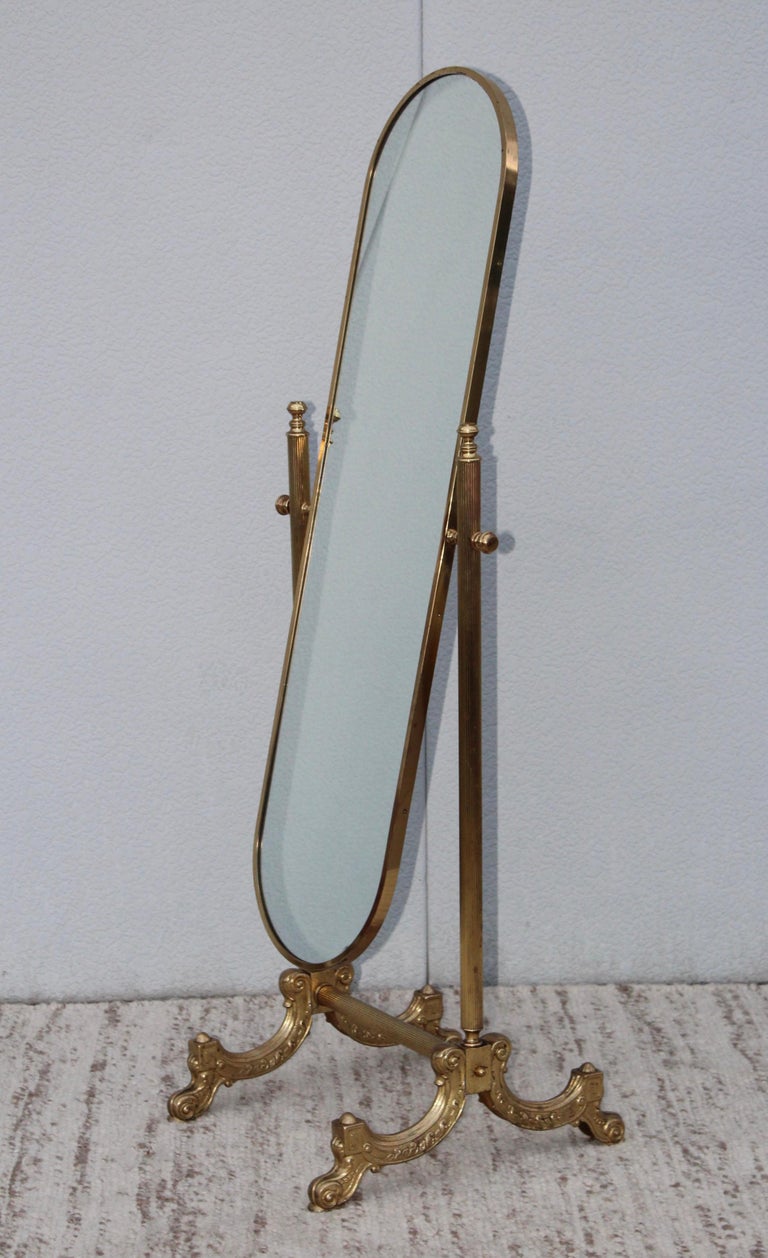 1960s French Brass Cheval Mirror at 1stDibs