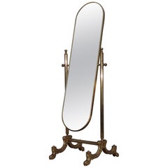 Retro 1960s French Brass Cheval Mirror