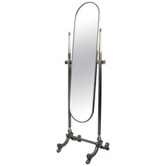 Used 1960s French Brass Cheval Mirror