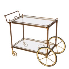 1960s French Brass Drinks Trolley and Bar Cart