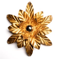 1960s French Brass Leaf Wall Lights