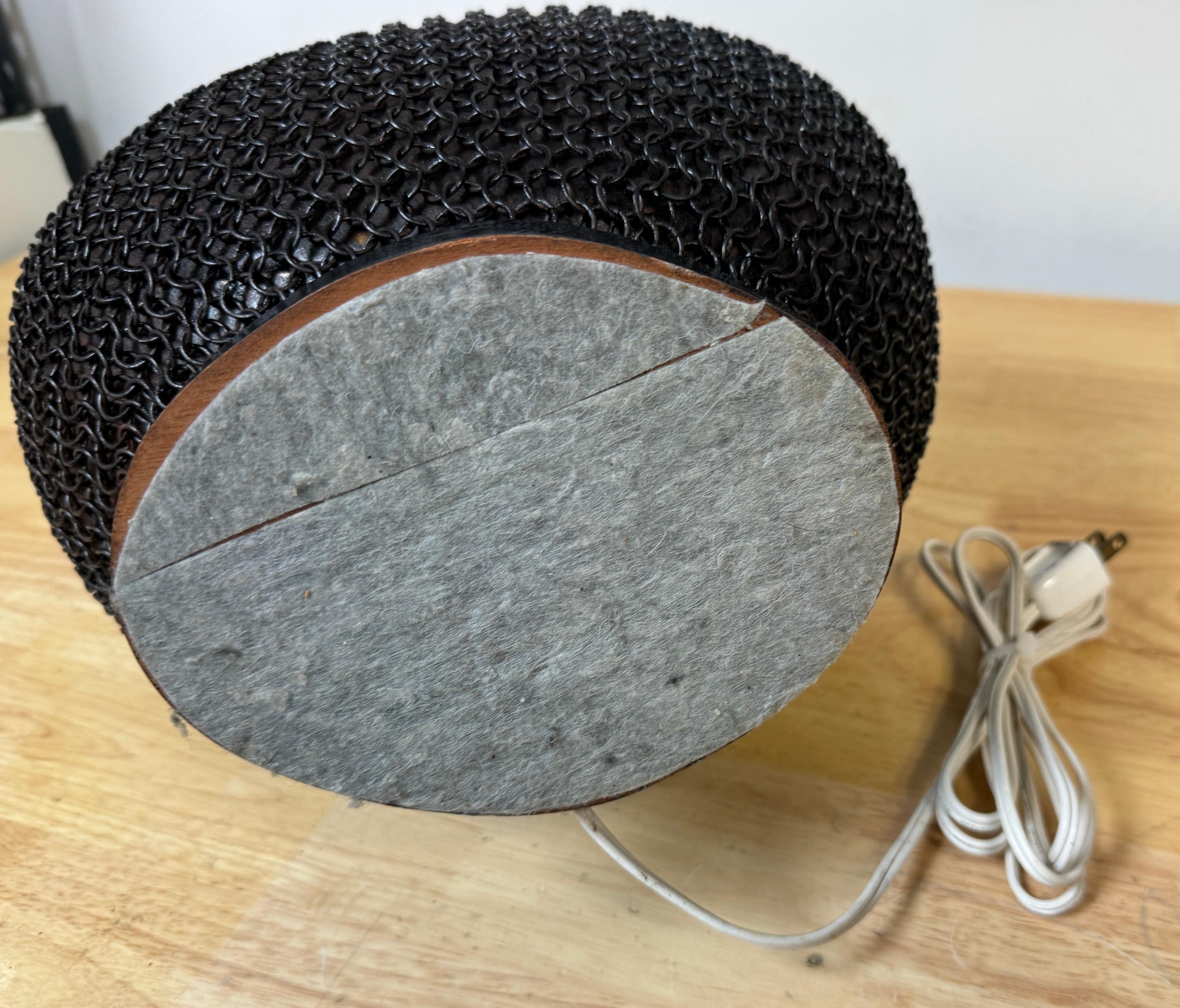 1960s French Brass & Metal Chain Mail Rounded Orb Lamp For Sale 3