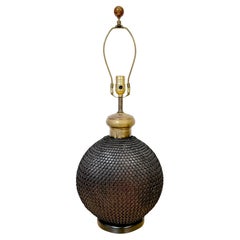 1960s French Brass & Metal Chain Mail Rounded Orb Lamp