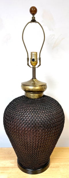 1960s French Brass & Metal Chain Mail Urn From Lamp