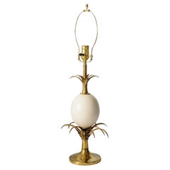 1960er Jahre Französisch Messing & Straußenei Lampe zugeschrieben Maison Charles