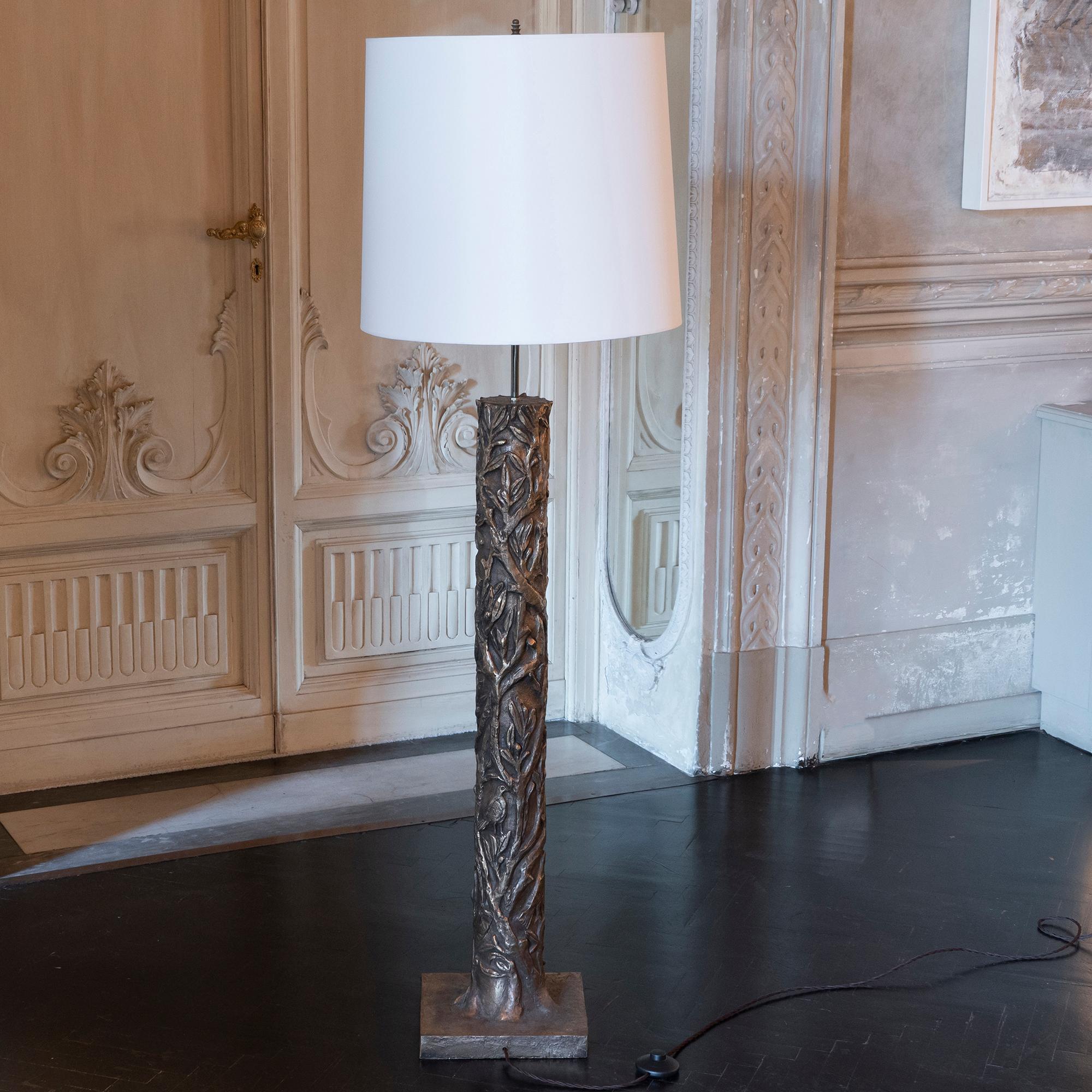 1960s French Brass Sculptural Floor Lamp with Flora and Fauna Motif 2