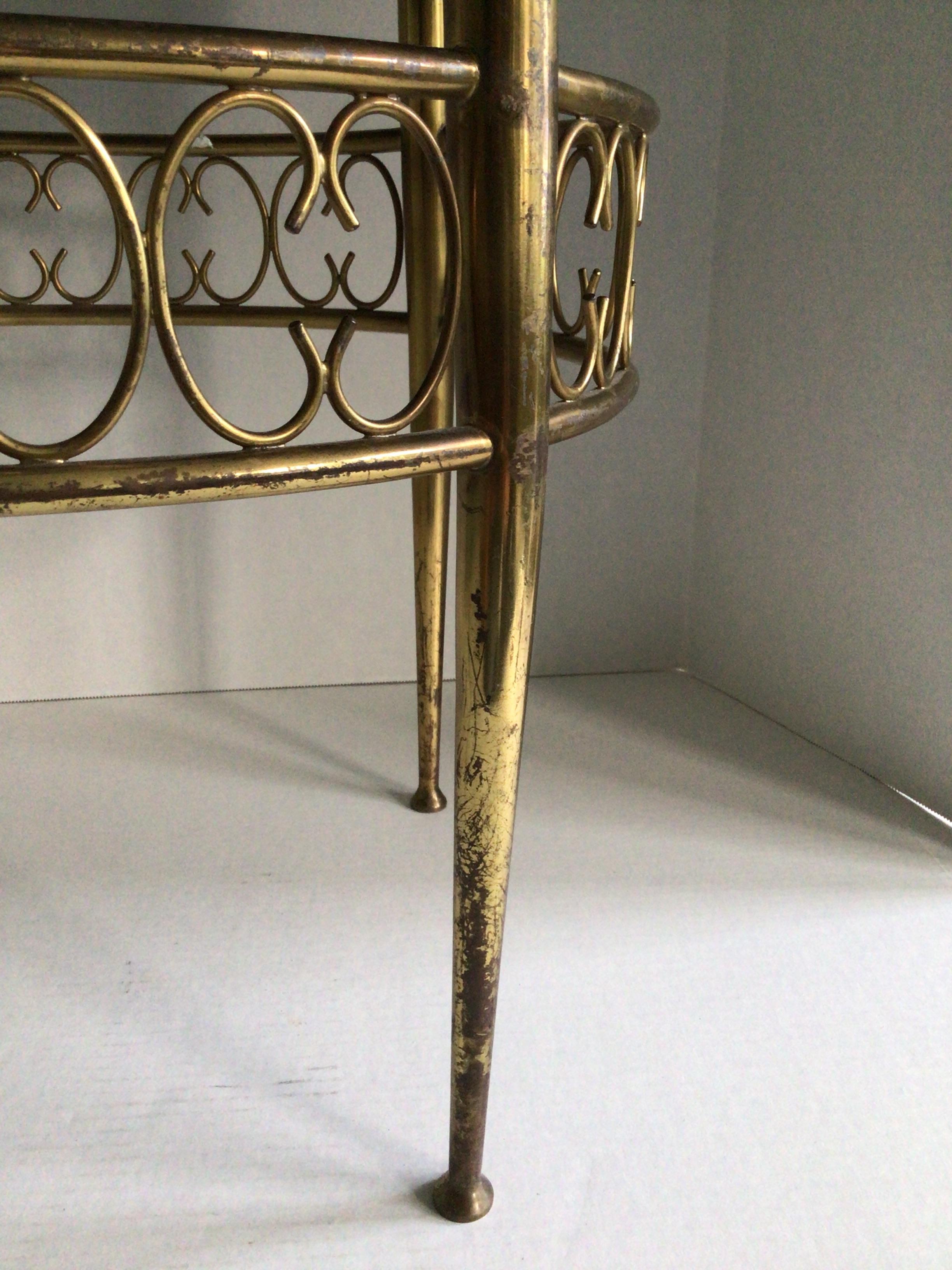 Cast 1960s French Brass Stool For Sale