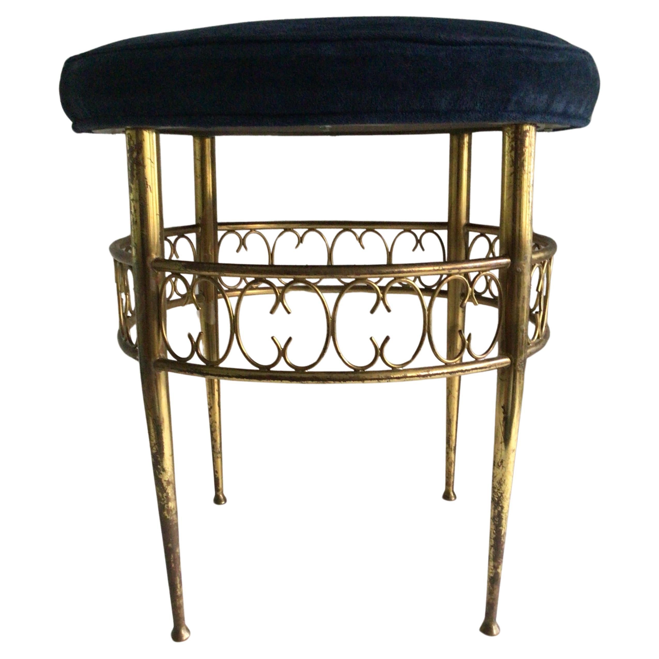 1960s French Brass Stool For Sale at 1stDibs