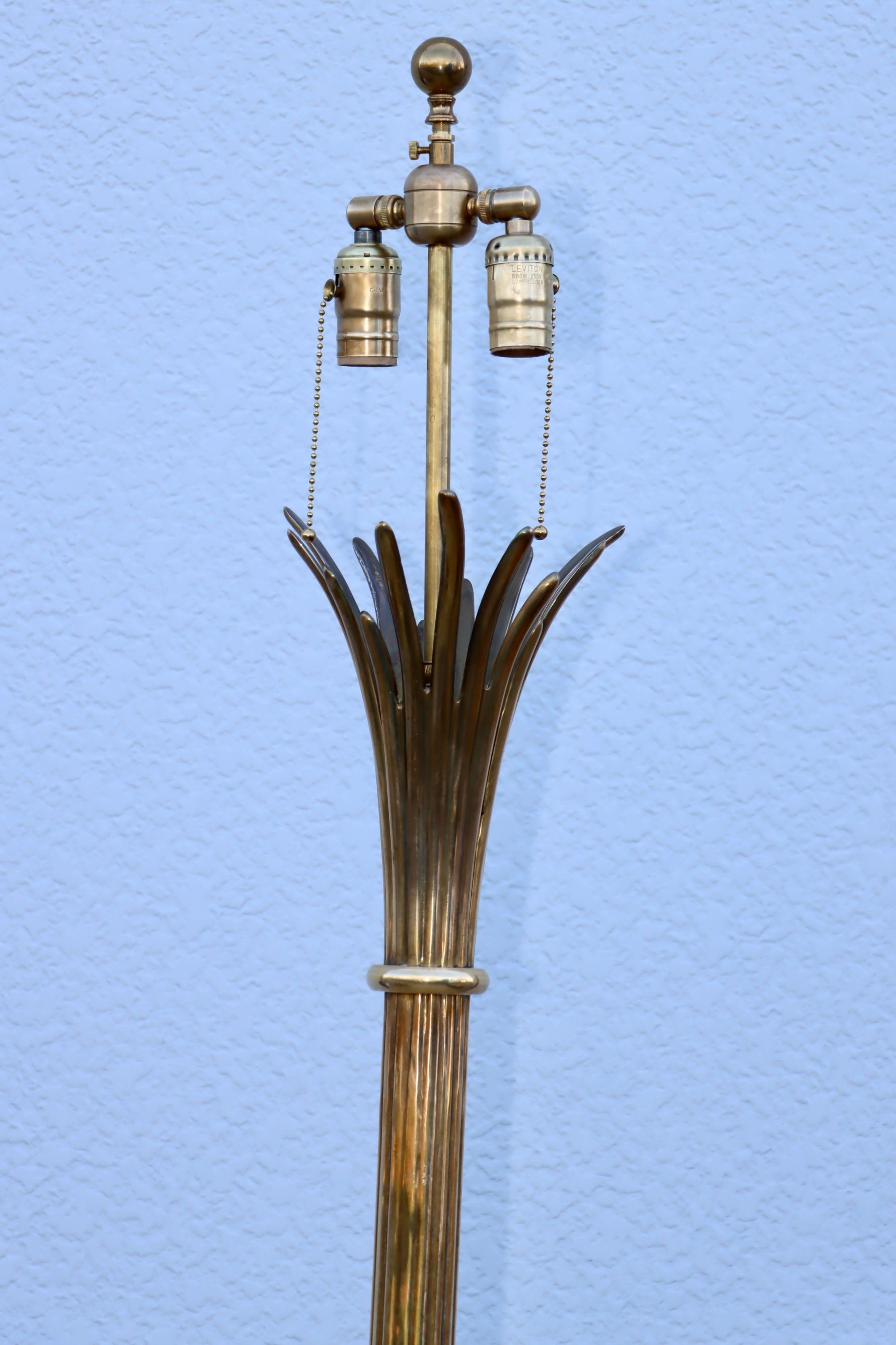 Mid-Century Modern 1960's French Brass Tripod Floor Lamp For Sale
