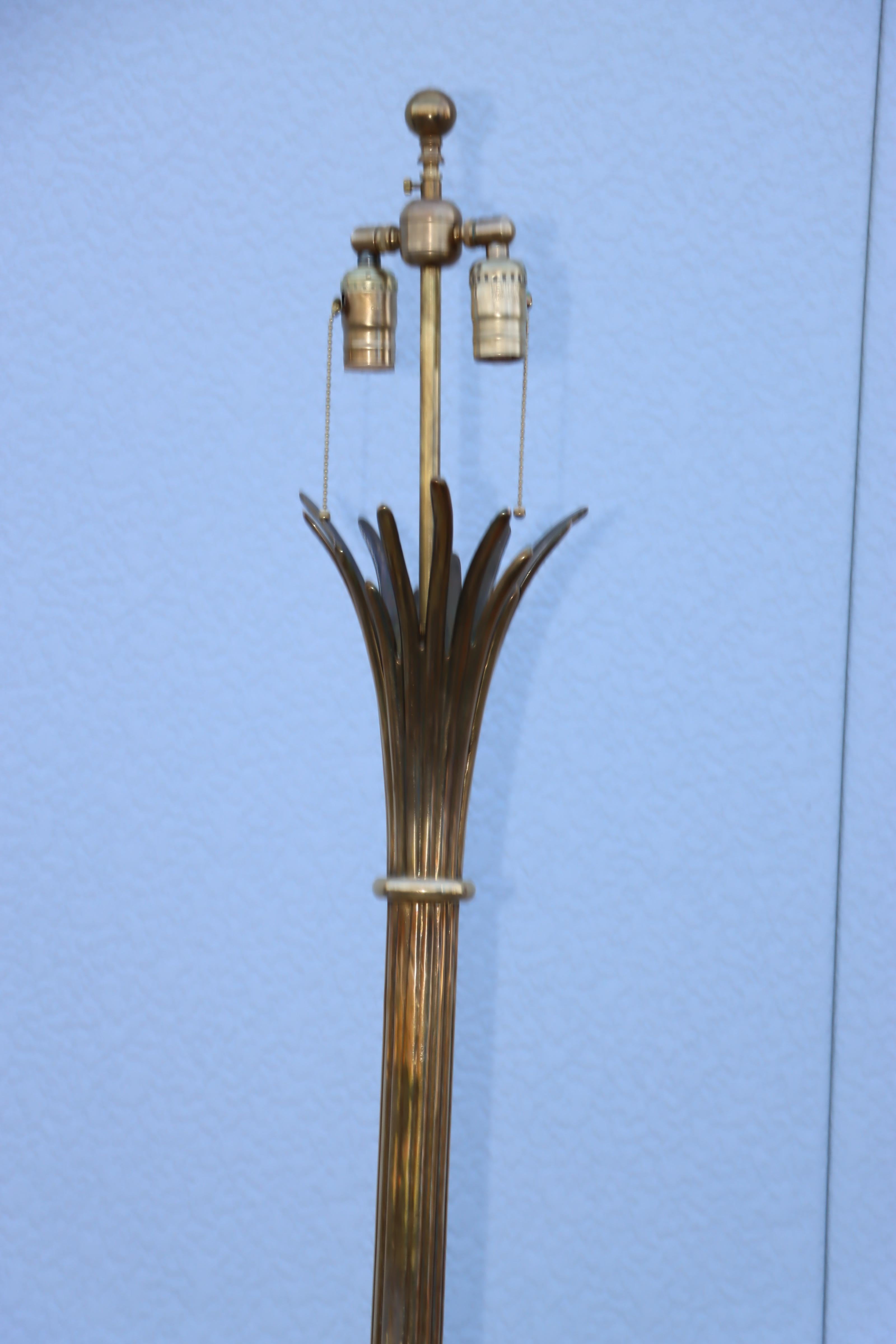 1960's French Brass Tripod Floor Lamp In Good Condition For Sale In New York, NY