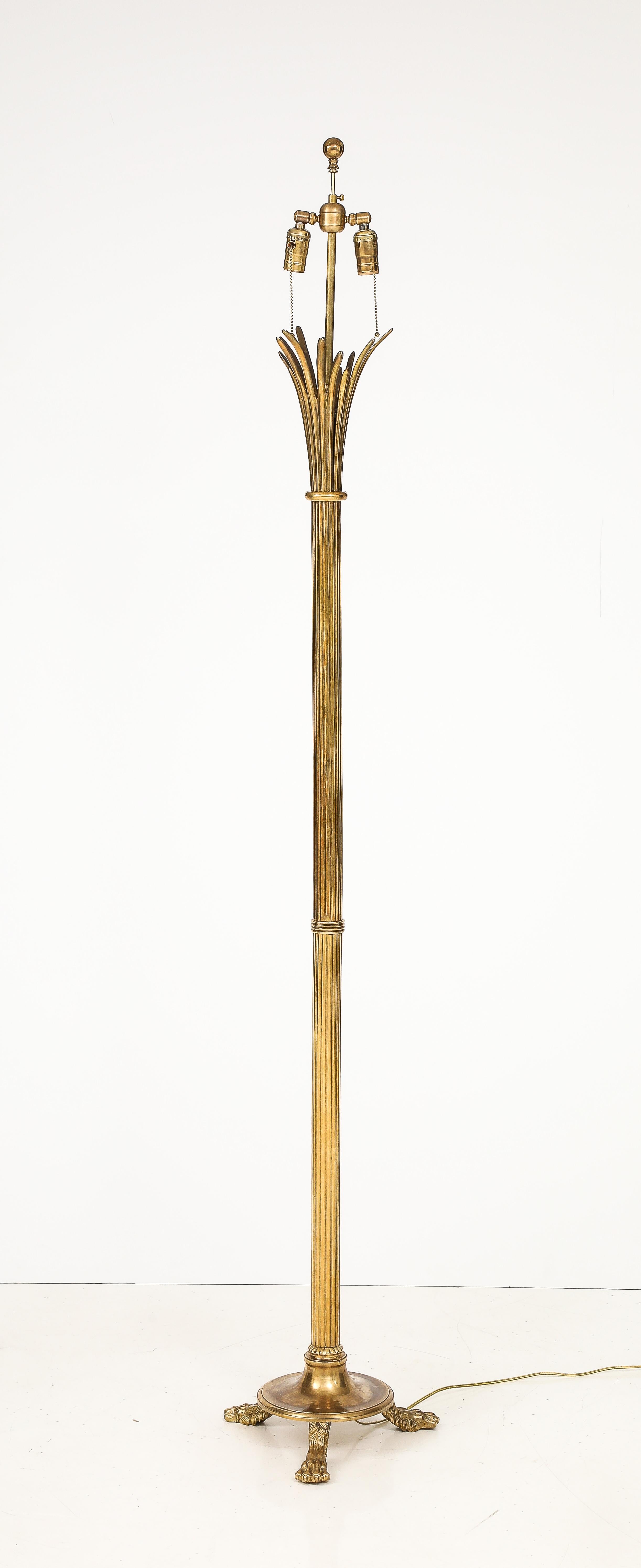 1960's French Brass Tripod Floor Lamp In Good Condition For Sale In New York, NY