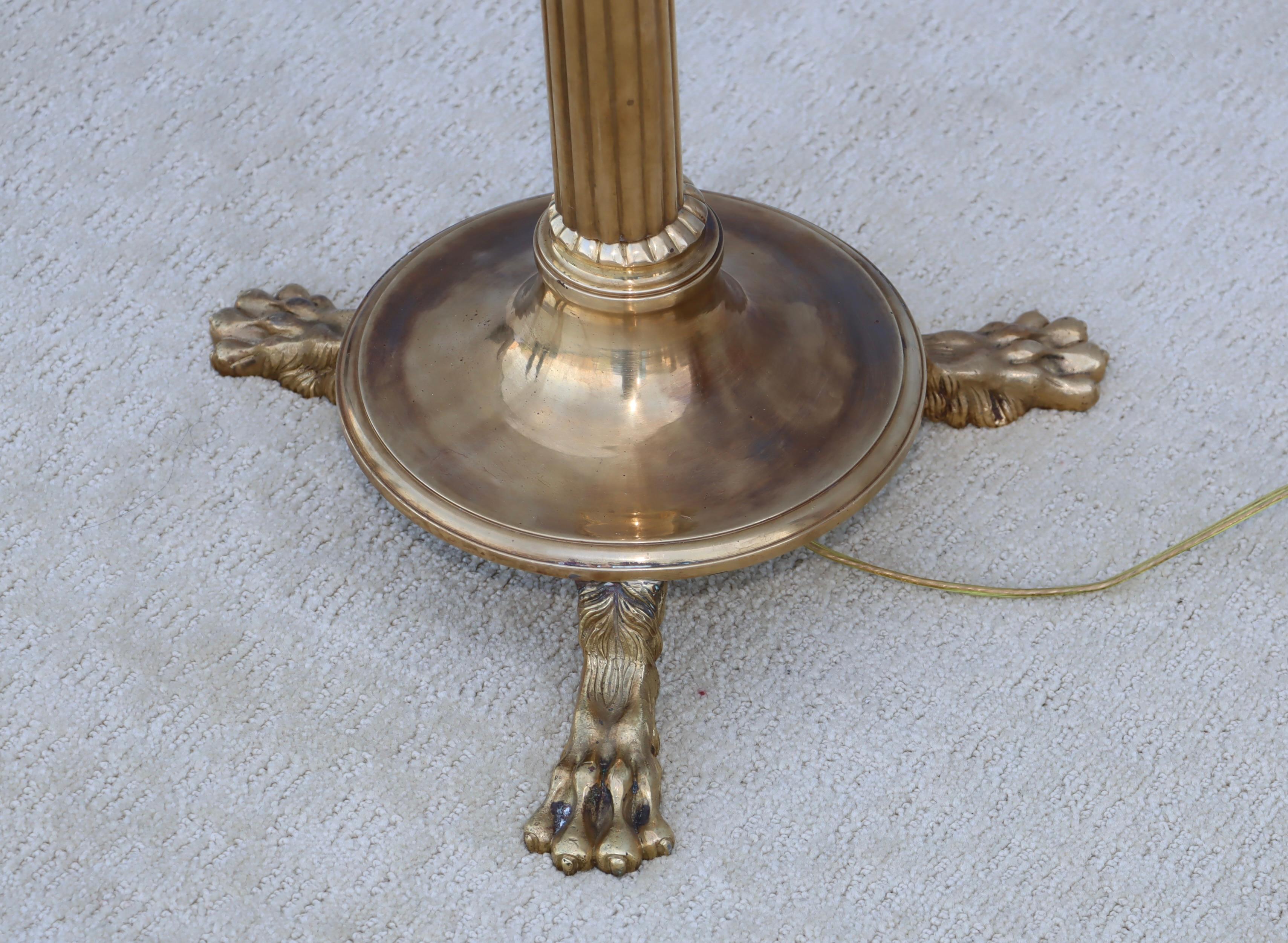 Mid-20th Century 1960's French Brass Tripod Floor Lamp For Sale