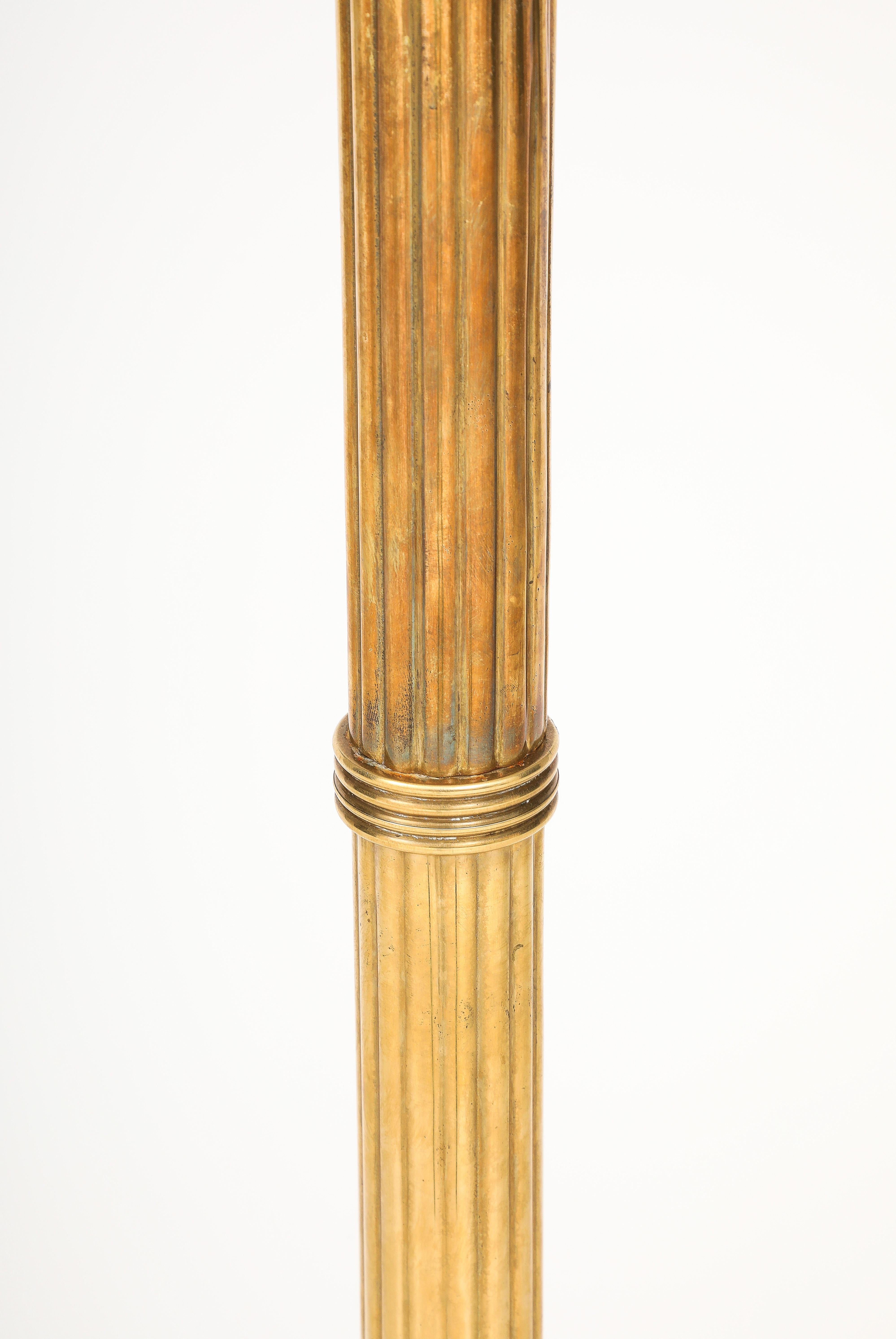 Mid-20th Century 1960's French Brass Tripod Floor Lamp For Sale