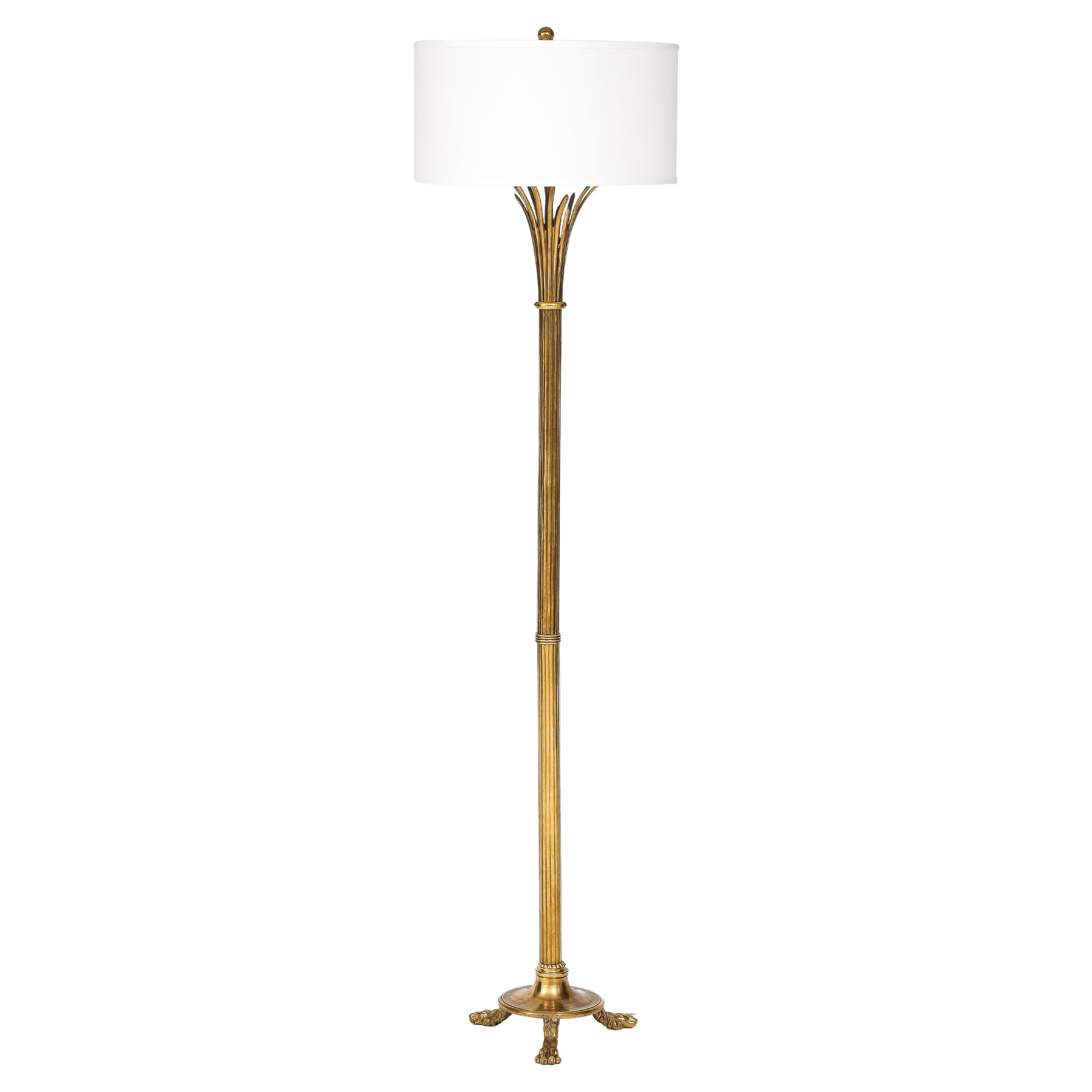 1960's French Brass Tripod Floor Lamp For Sale