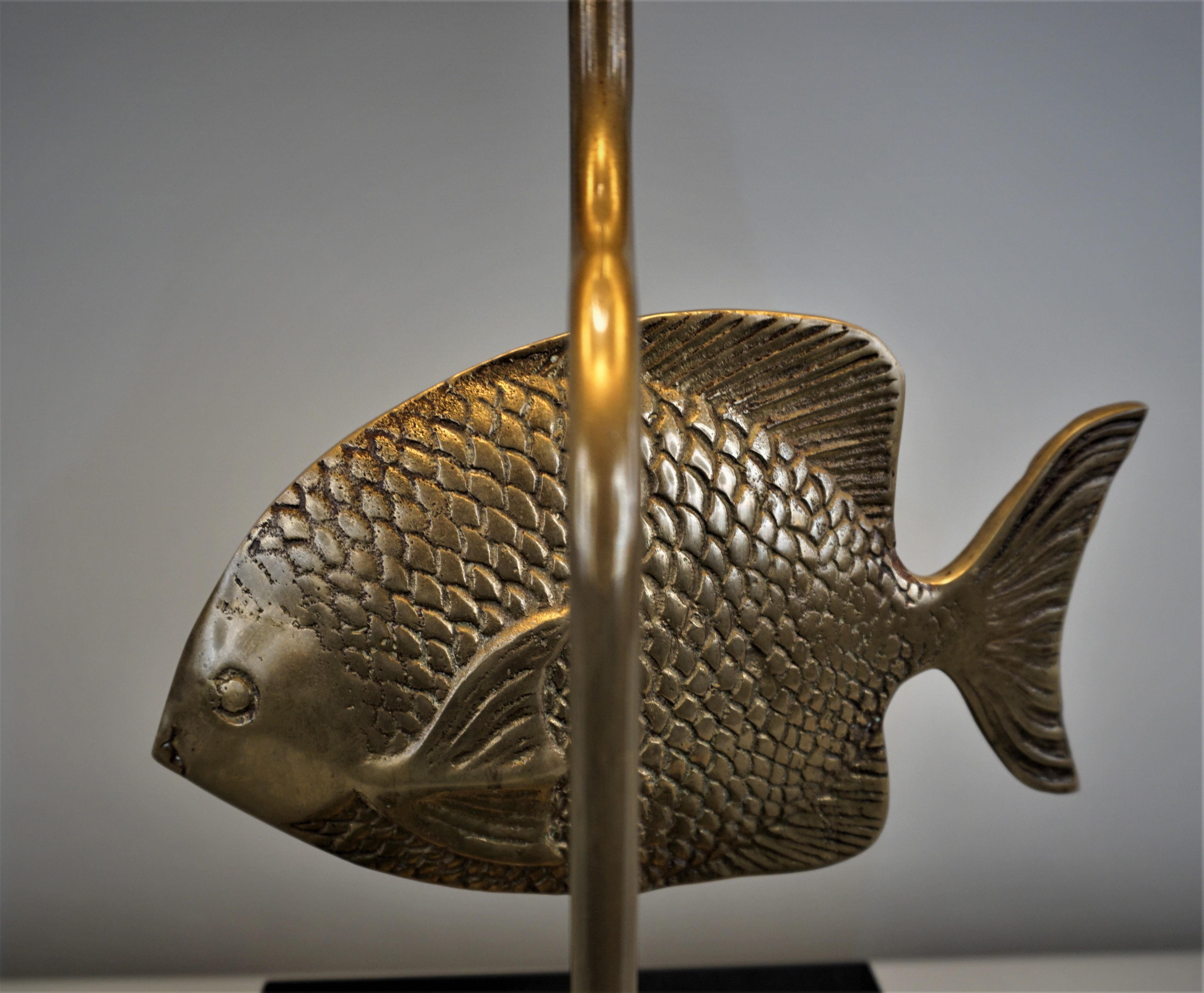 Mid-20th Century 1960s French Bronze Fish Table Lamp