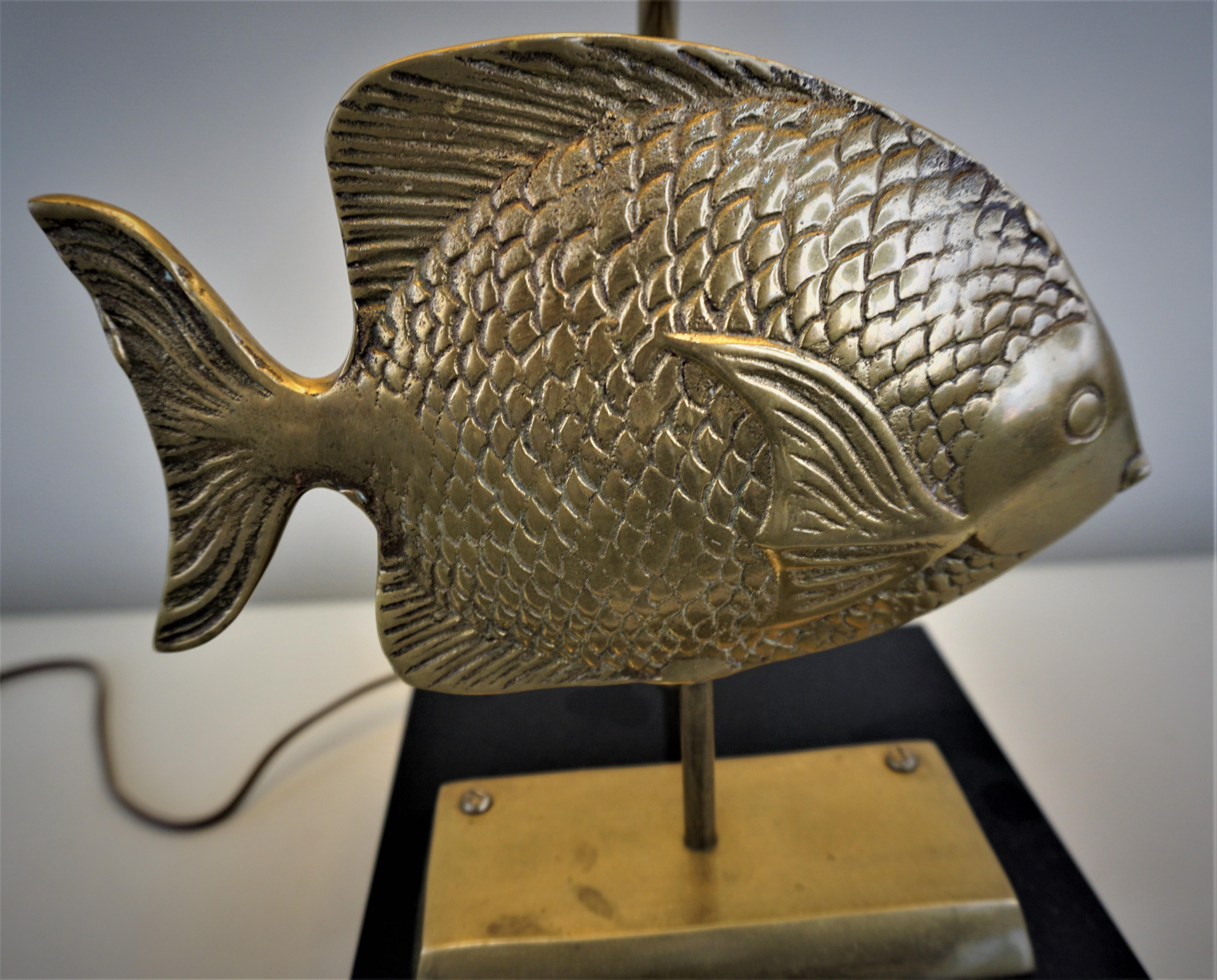 1960s French Bronze Fish Table Lamp 1