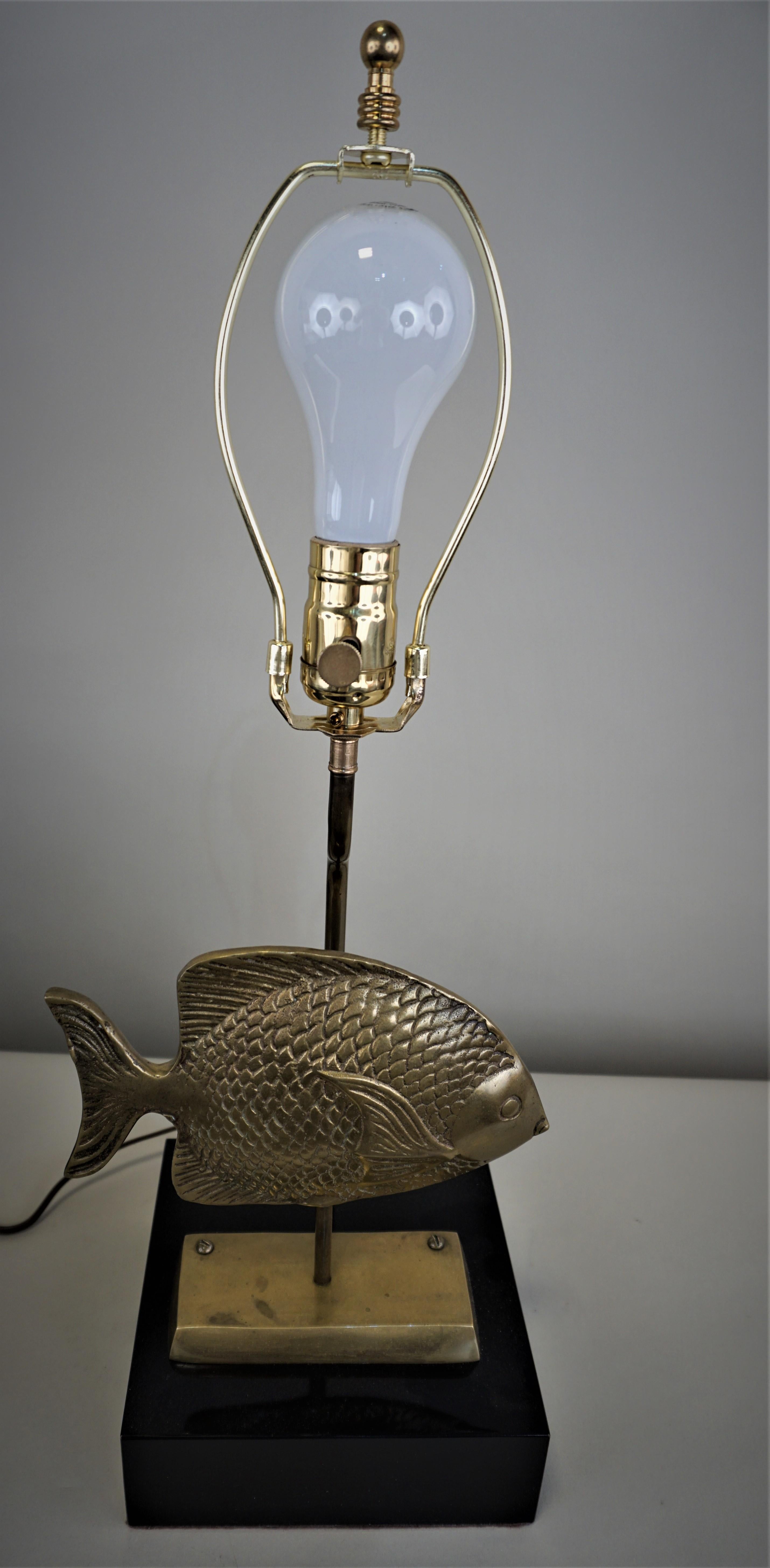 1960s French Bronze Fish Table Lamp 3