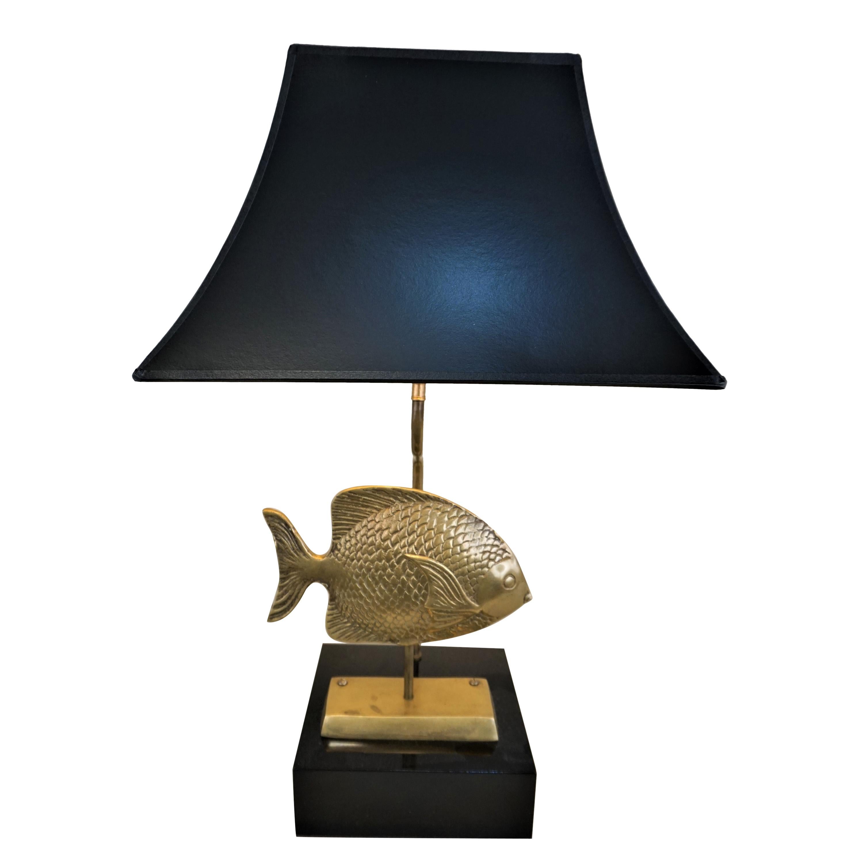 1960s French Bronze Fish Table Lamp