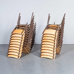 1960's French Brown Frame Mullca Simple Stacking Dining Chairs - Various Qty