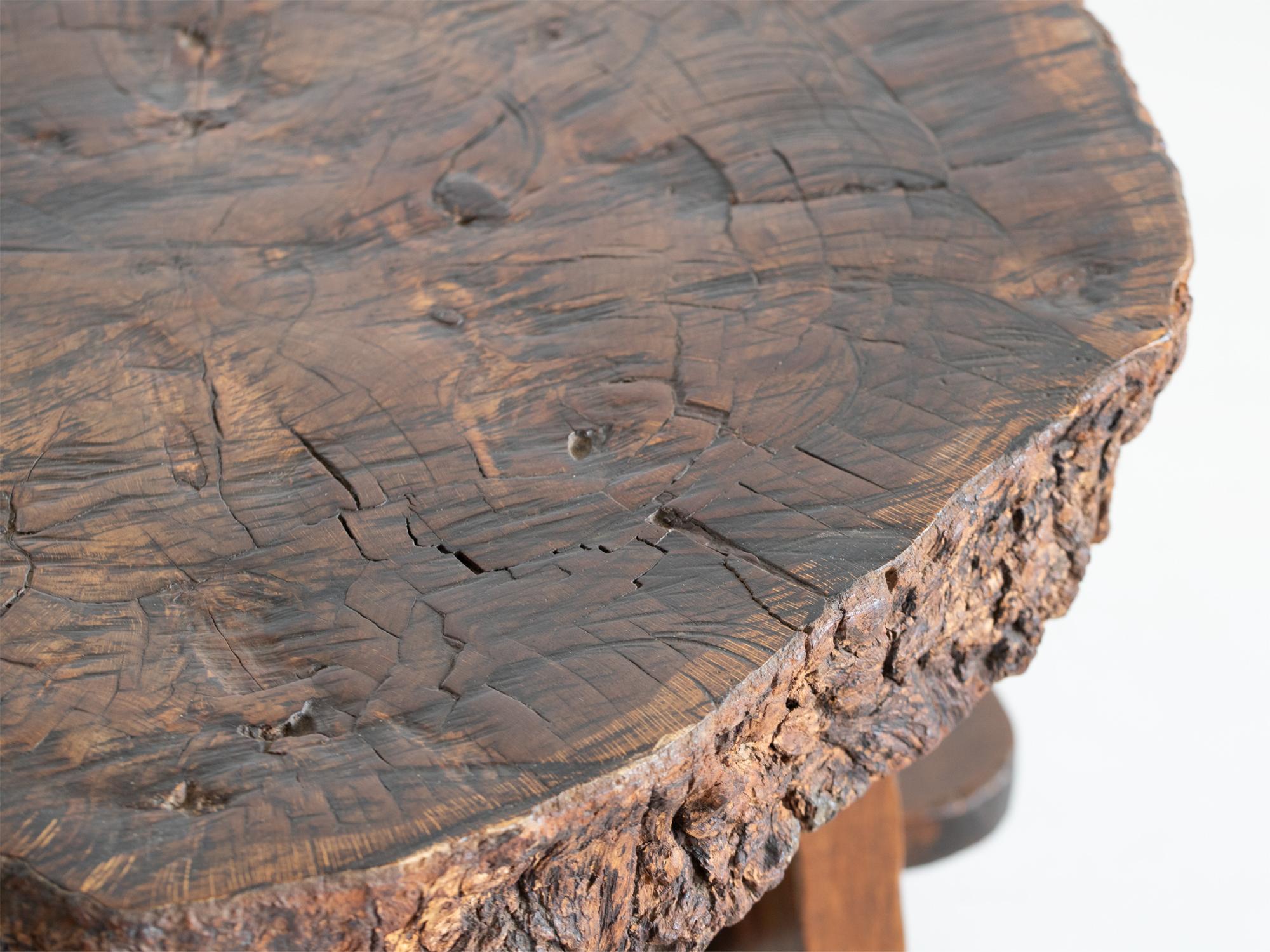 Mid-20th Century 1960s French Brutalist Live Edge Coffee Table