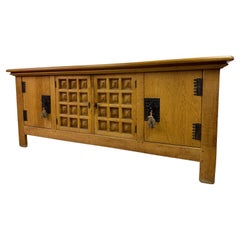 Vintage 1960s French Brutalist Oak Sideboard in Alpine Style