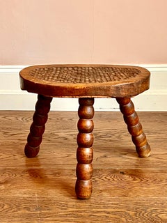 1960s French Brutalist Tripod Stool