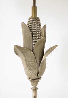 Lampada da tavolo "Mais" in bronzo fuso francese degli anni '60 di Maison Charles