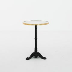 1960s French Cast Iron Brasserie Table with Marble Top