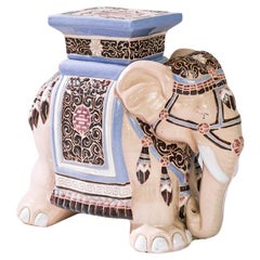 1960s French Ceramic Blue and White Elephant