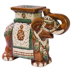 Retro 1960s French Ceramic Celadon Elephant