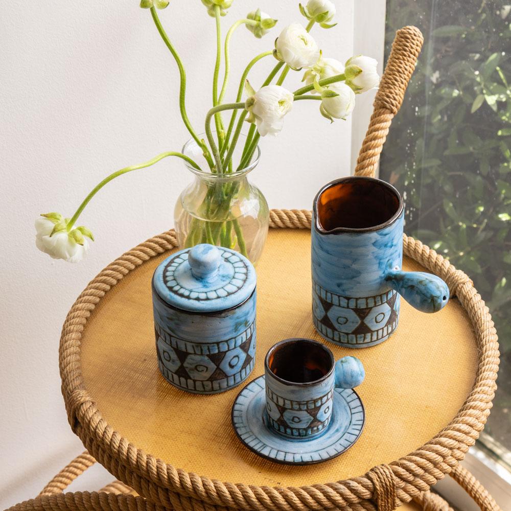 1960's French Ceramic Coffee Set by Alain Maunier In Good Condition For Sale In Los Angeles, CA