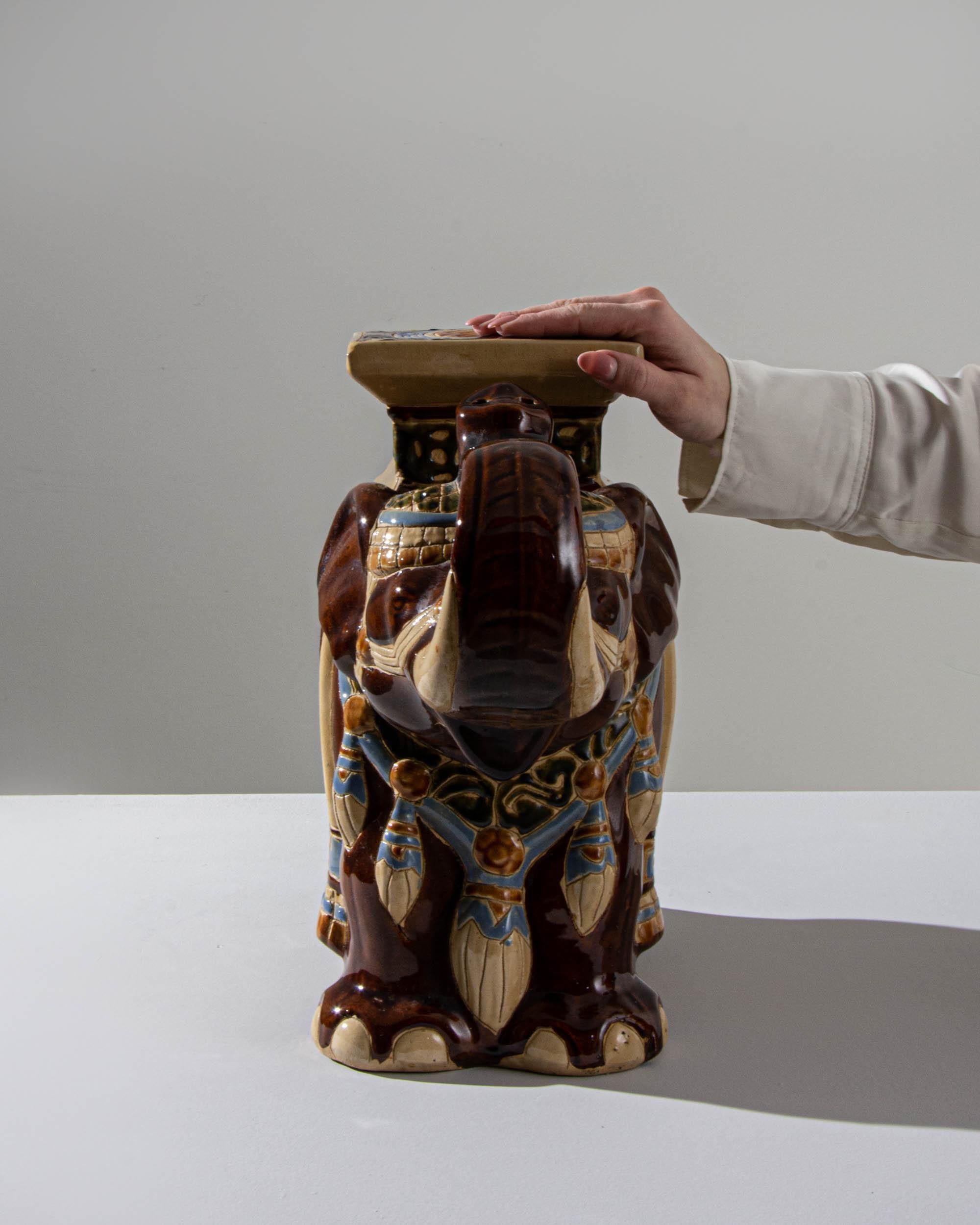Chinoiserie 1960s French Ceramic Elephant
