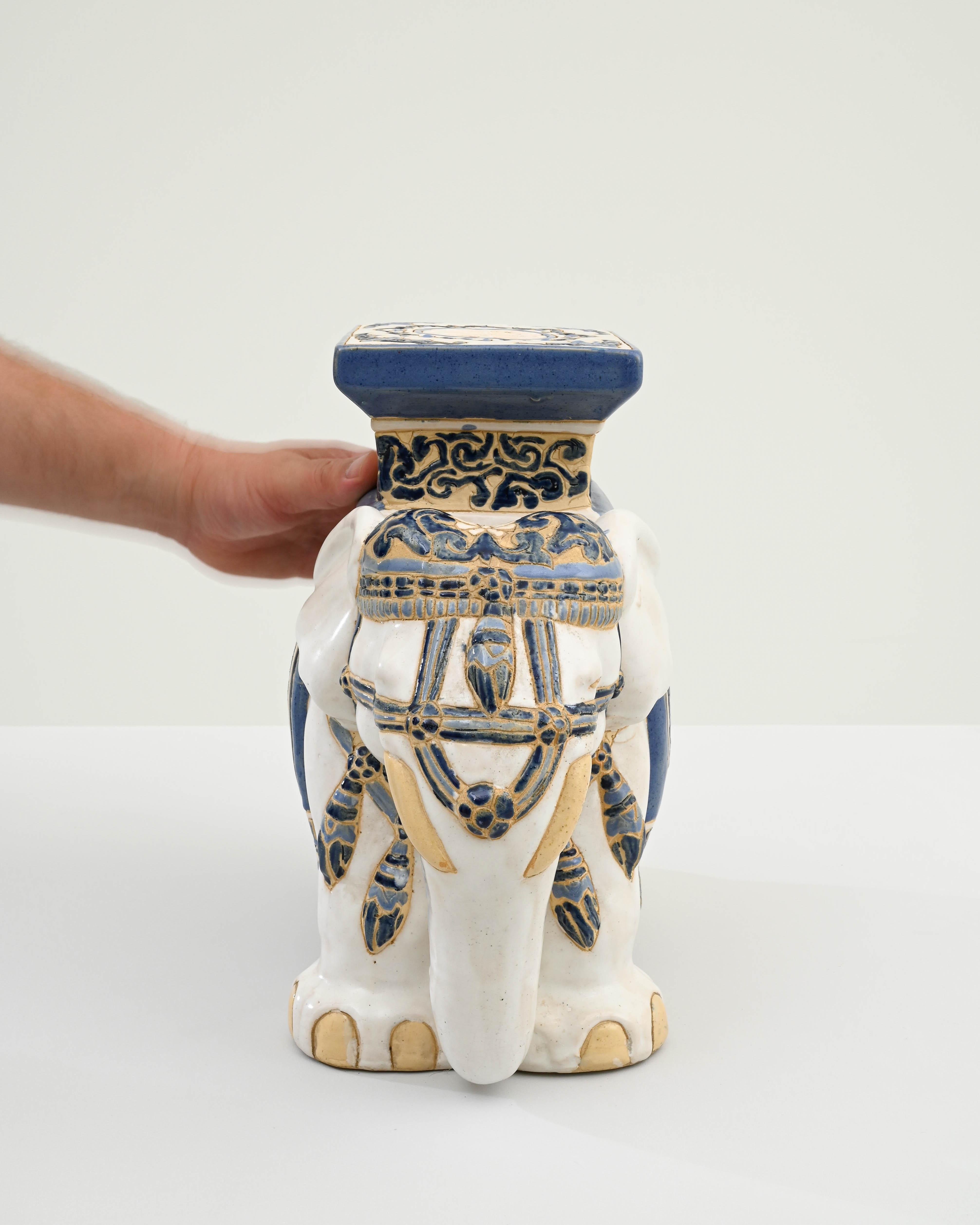 1960s French Ceramic Elephant In Good Condition In High Point, NC