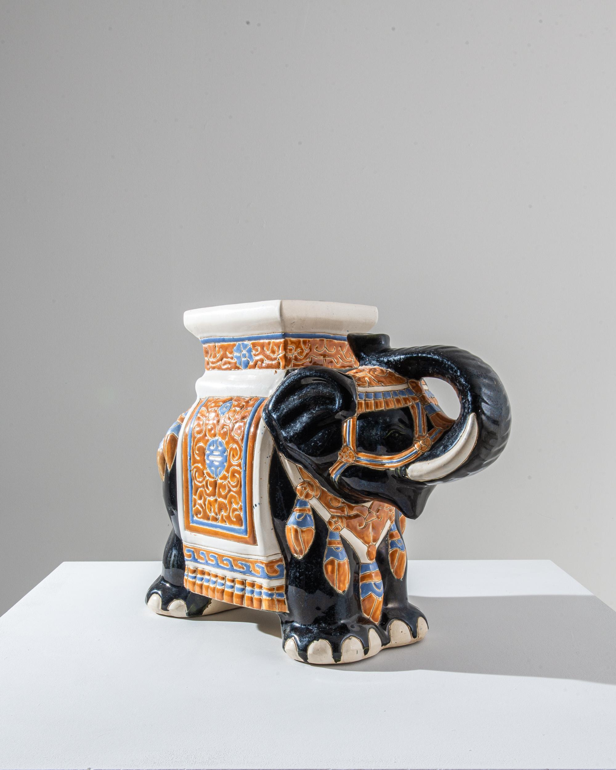 1960s French Ceramic Elephant In Good Condition For Sale In High Point, NC