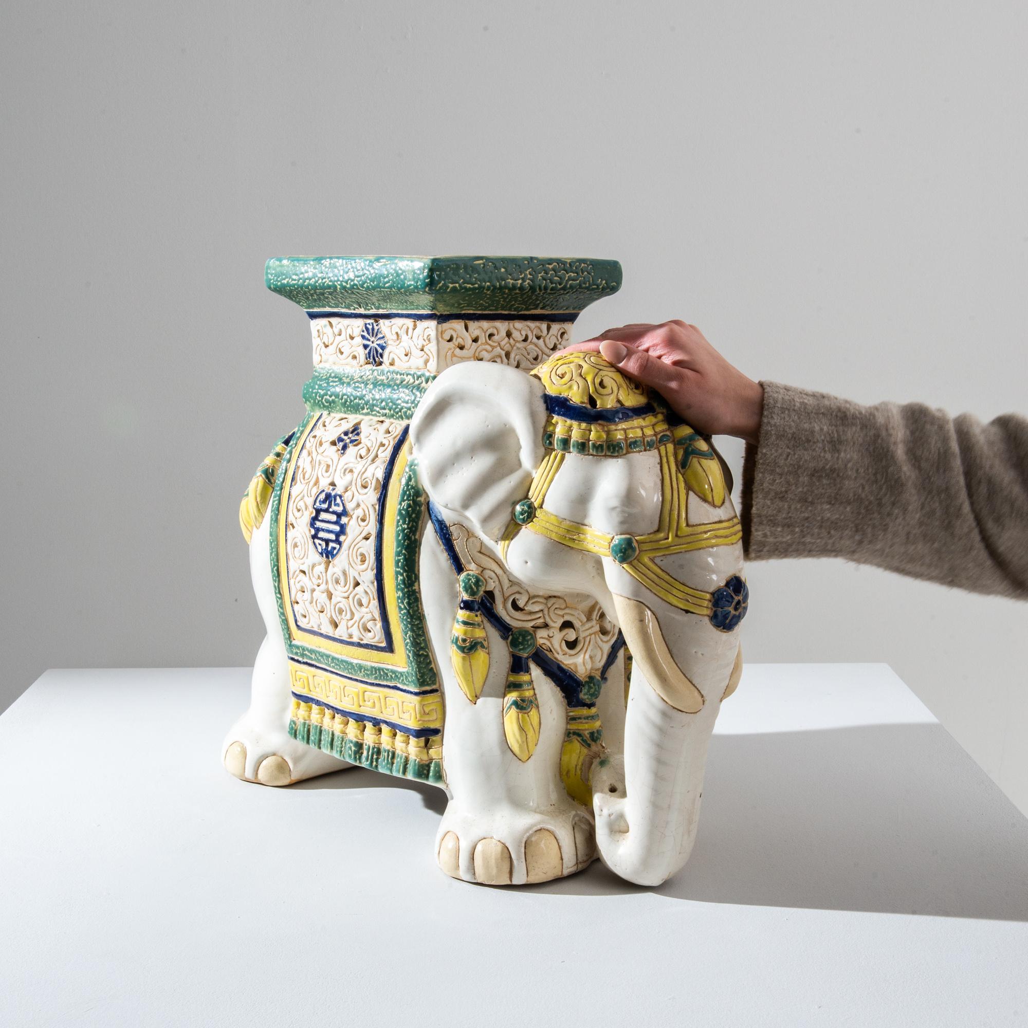 1960s French Ceramic Elephant In Good Condition In High Point, NC
