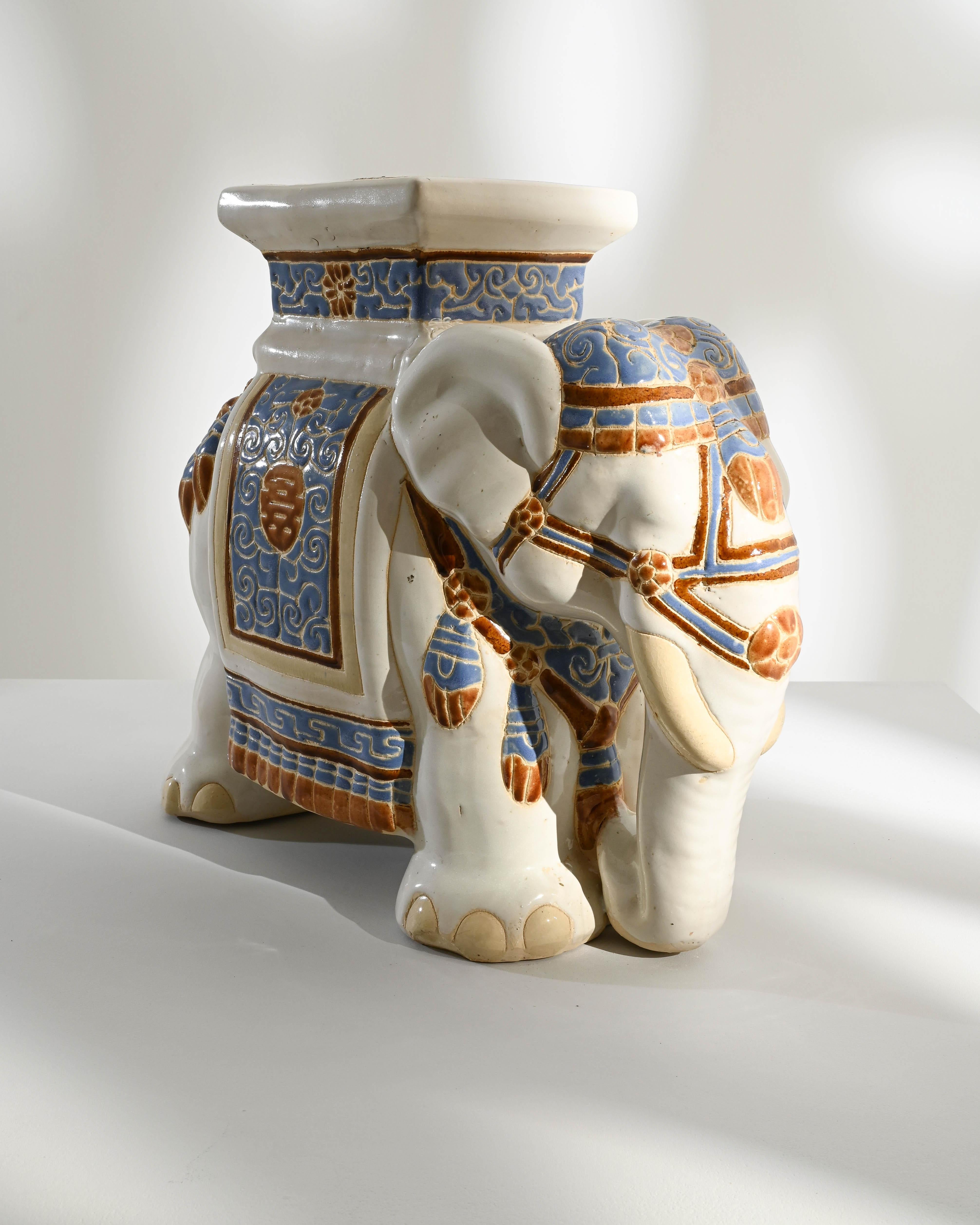 Chinoiserie 1960s French Ceramic Elephant