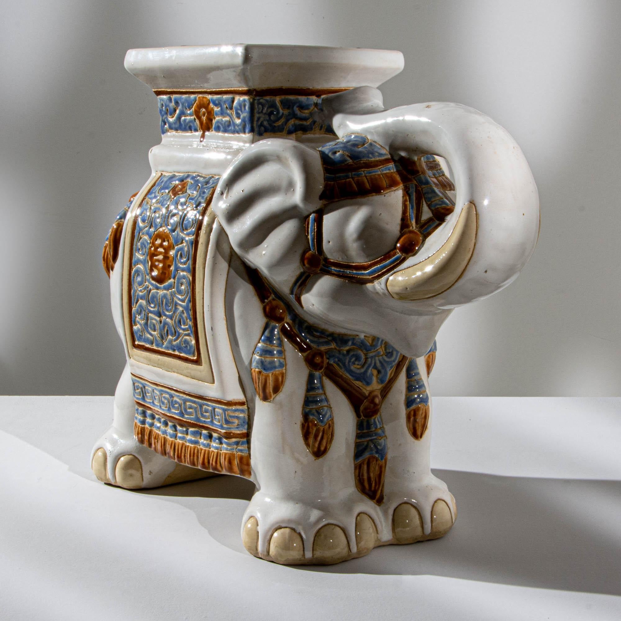 1960s French Ceramic Elephant In Good Condition For Sale In High Point, NC