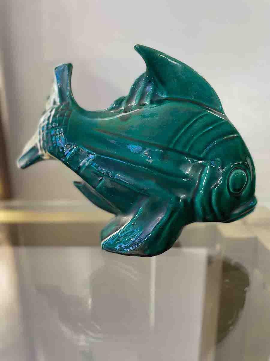 1960s French Ceramic Sculpture Of A Green Fish 6