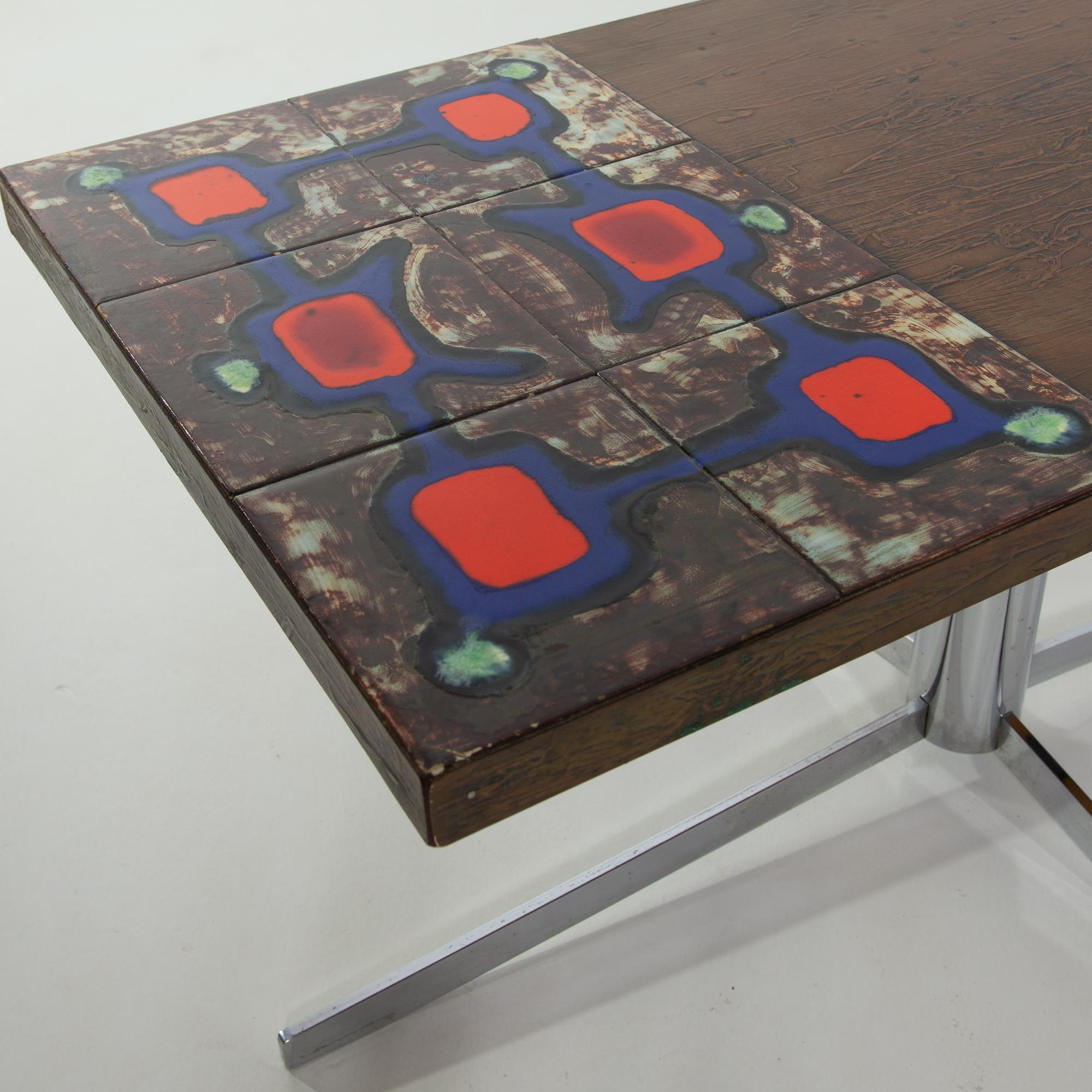 1960s French Ceramic Tile Coffee Table 1
