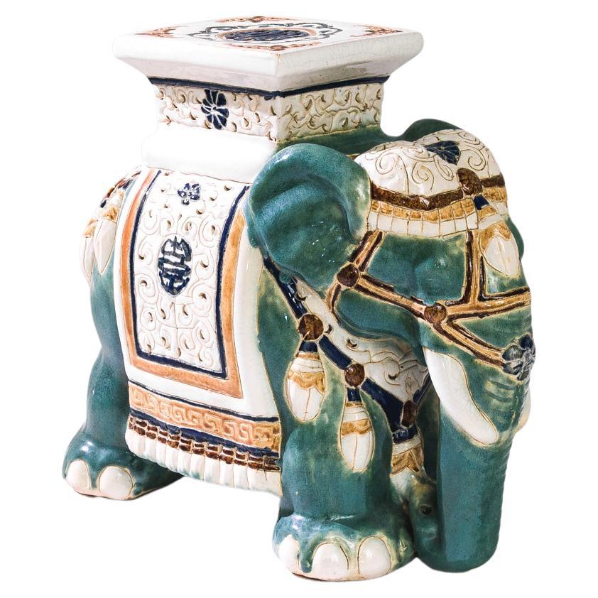 1960s French Ceramic Turquoise Elephant